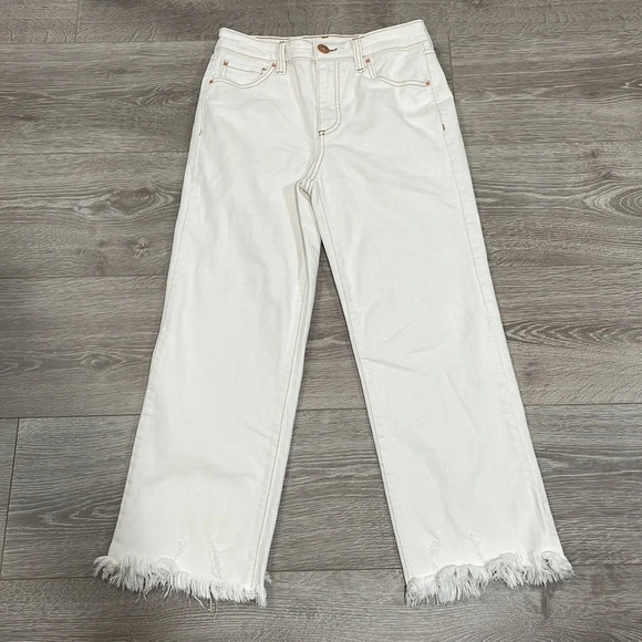 NWOT INC International Concepts Denim Jeans High Rise Wide Leg Crop Raw … - Picture 15 of 16